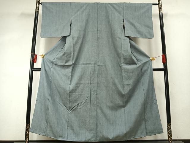 平和屋着物 上質な紬 色無地 湊鼠色 正絹 fy