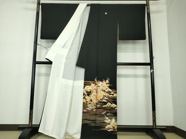 平和屋着物 金彩友禅 卓越技能者 名工 和田光正 黒留袖 御所車風景花文 金銀彩 正絹 ps