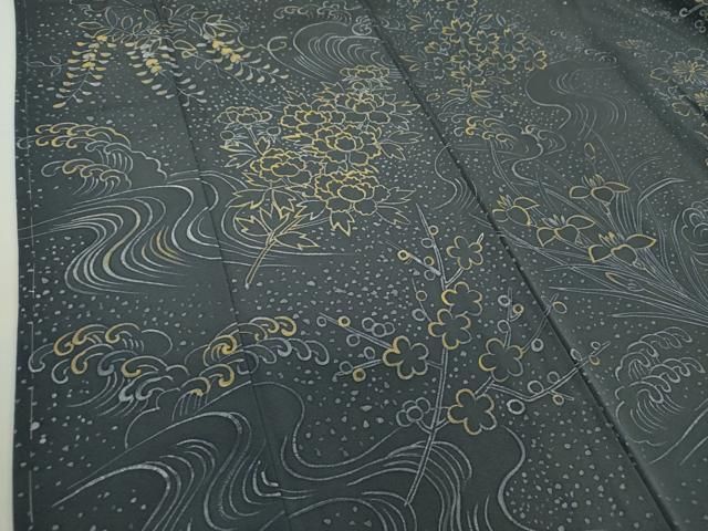 平和屋着物●訪問着　ろうけつ染め　立波吉祥花文　金彩　正絹　逸品　未使用　DABA1015ps 平和屋着物○訪問着 ろうけつ染め 立波吉祥花文 金彩 正絹 逸品 未使用