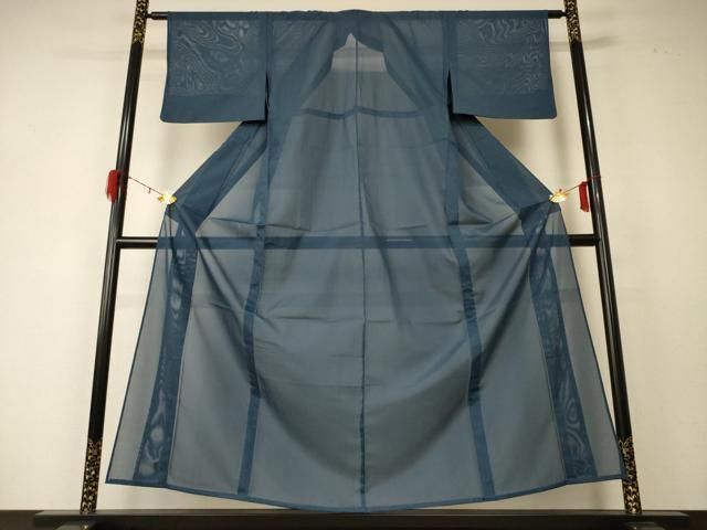 平和屋着物 夏物 色無地 絽 鉄御納戸色 洗える着物 jd