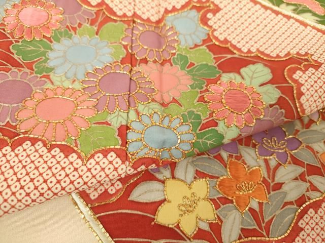 平和屋着物●訪問着　駒刺繍　地紙花文　金彩　正絹　逸品　DABA1031ps 平和屋着物○訪問着 駒刺繍 地紙花文 金彩 正絹 逸品 DABA1031ps
