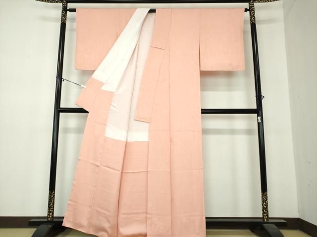  平和屋着物 上質な色無地 辻が花地紋 水柿色 正絹 ps 色無地 着物