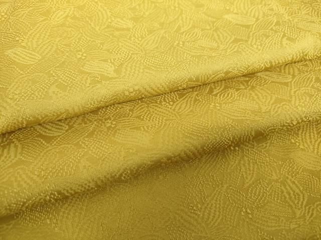 平和屋着物 上質な色無地 南天地紋 芥子色 正絹 ps