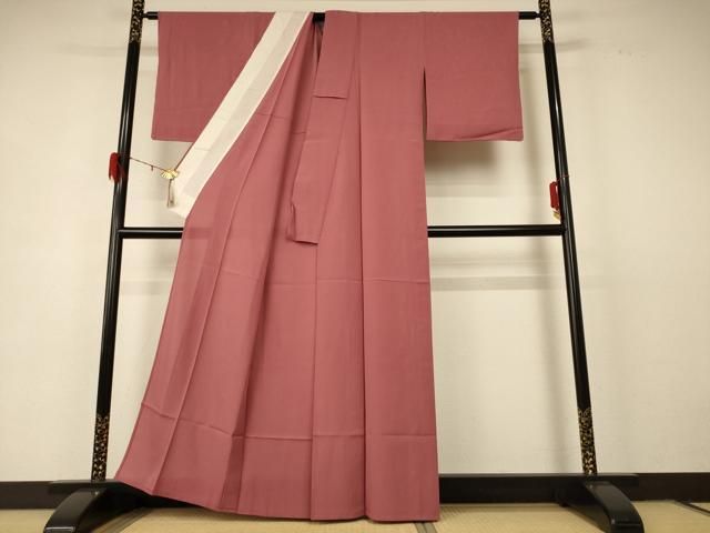 平和屋着物 夏物 色無地 絽 真赭色 三越扱い 正絹 jd