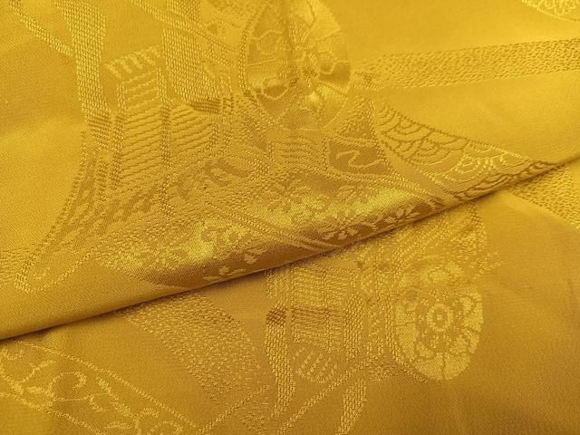 御所車地紋 山吹茶色