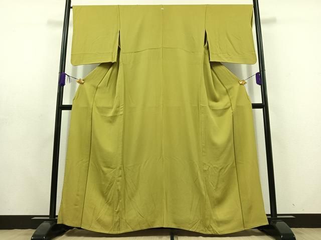 平和屋着物 上質な色無地 単衣 抹茶色 正絹 jh