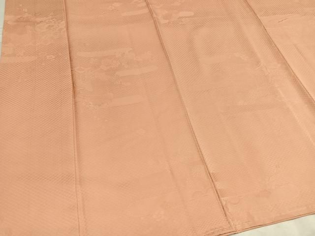  平和屋着物 上質な色無地 御所車花地紋 赤香色 正絹 ph 色無地 着物