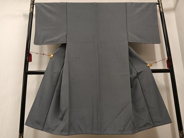 平和屋着物 男性 紬 色無地 桔梗鼠色 正絹 ph