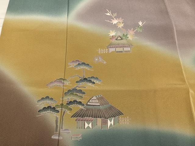 平和屋着物○十日町友禅 女流作家 遠田藤舟 訪問着 友禅 風景草花文 暈