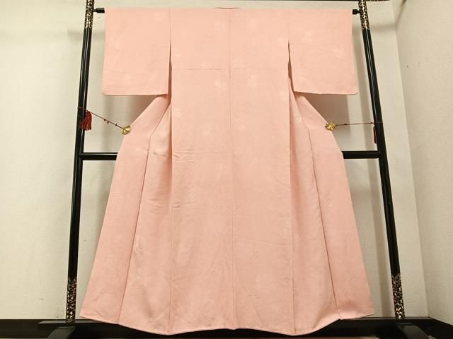 平和屋着物 上質な色無地 舞葉地紋 赤香色 正絹 ph