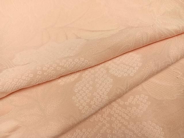 平和屋着物 上質な色無地 舞葉地紋 赤香色 正絹 ph