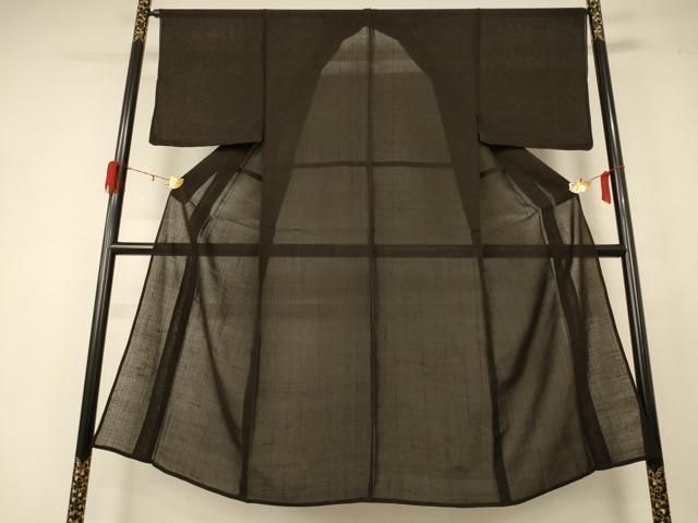 平和屋着物 夏物 男性 色無地 紗 憲法黒茶色 正絹 jd