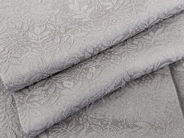 平和屋着物 上質な色無地 南天枝葉地紋 藤紫色 正絹 cs