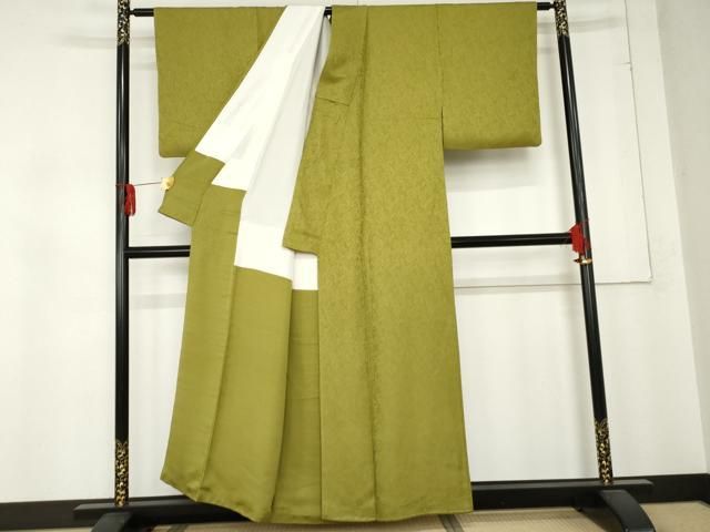 平和屋着物○上質な色無地 枝葉地紋 鶯色 正絹 逸品 AABD6312cs - メルカリ