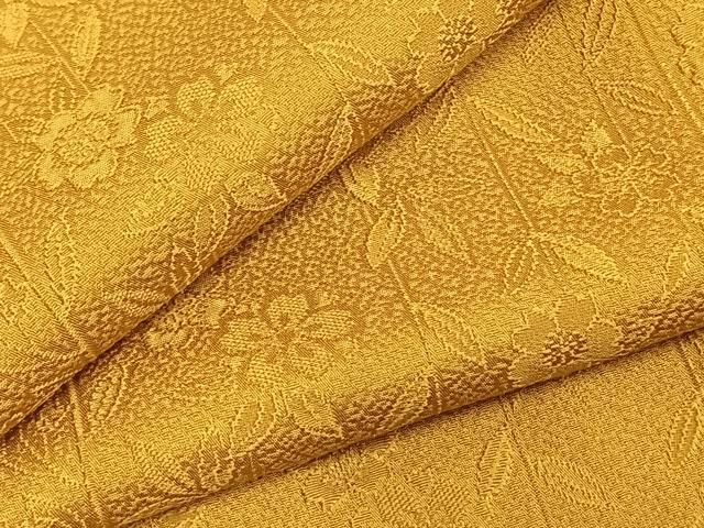 平和屋着物 上質な色無地 草花地紋 金色色 正絹 fy