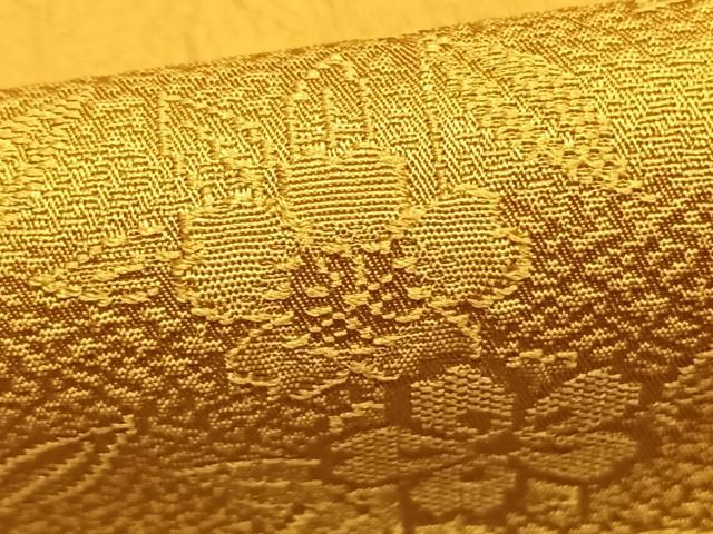  平和屋着物 上質な色無地 草花地紋 金色色 正絹 fy 色無地 着物