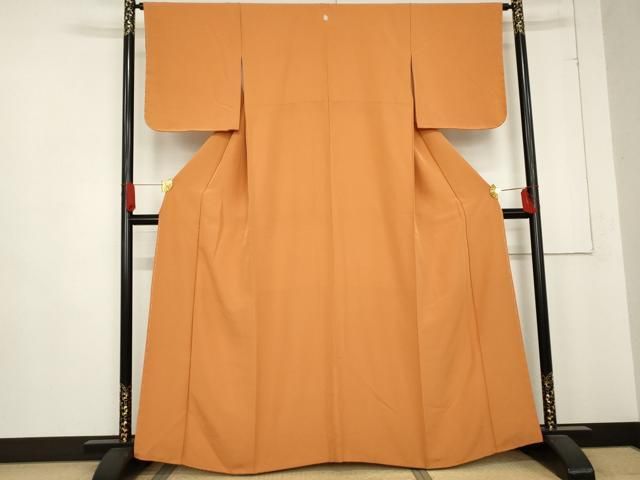 平和屋着物 上質な色無地 密柑色 正絹 cs