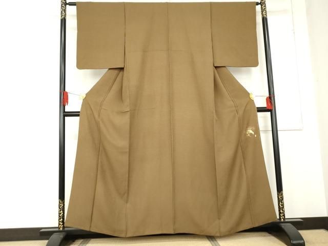 平和屋着物○上質な色無地 作家物 紋意匠 柴染色 正絹 逸品 AABD6324cs