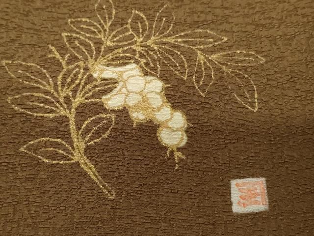 平和屋着物○上質な色無地 作家物 紋意匠 柴染色 正絹 逸品 AABD6324cs