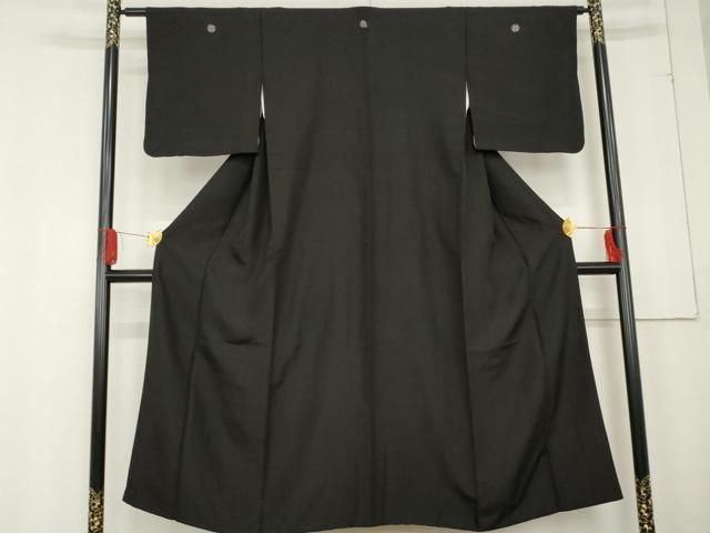 平和屋着物 上質な色無地 紬地 黒紅色 正絹 cs