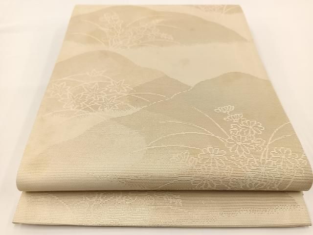 平和屋着物＊夏物　六通柄袋帯　秋草文　金糸　正絹　逸品　BAAV7128yc 平和屋着物＊夏物 六通柄袋帯 秋草文 金糸 正絹 逸品 BAAV7128yc