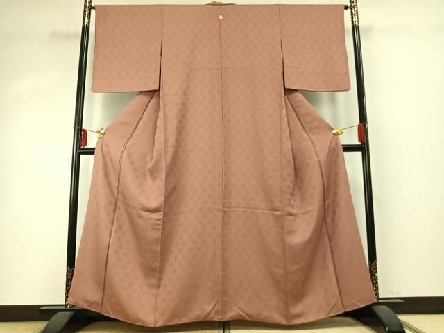 平和屋着物 上質な色無地 吉祥花地紋 宍色 正絹 fy