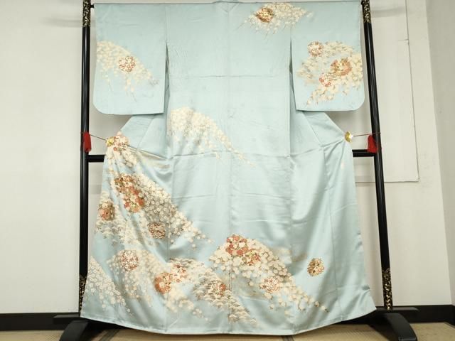 平和屋着物○十日町老舗ブランド 吉澤友禅 吾妻徳穂 訪問着 駒刺繍 花