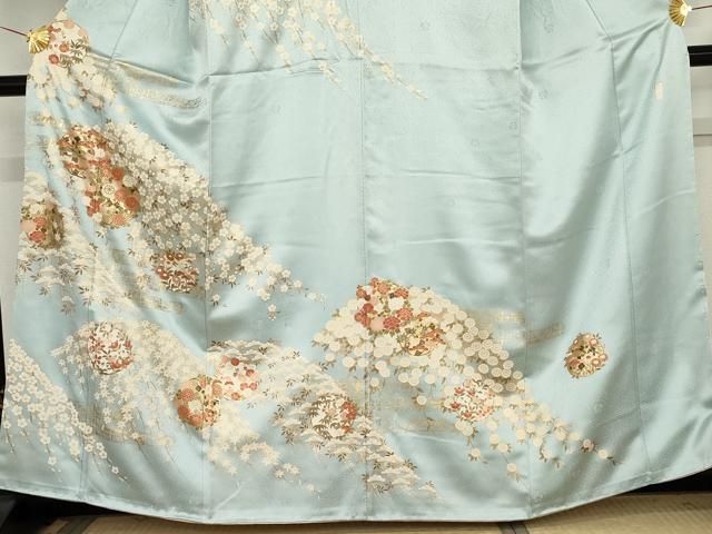 平和屋着物○十日町老舗ブランド 吉澤友禅 吾妻徳穂 訪問着 駒刺繍 花