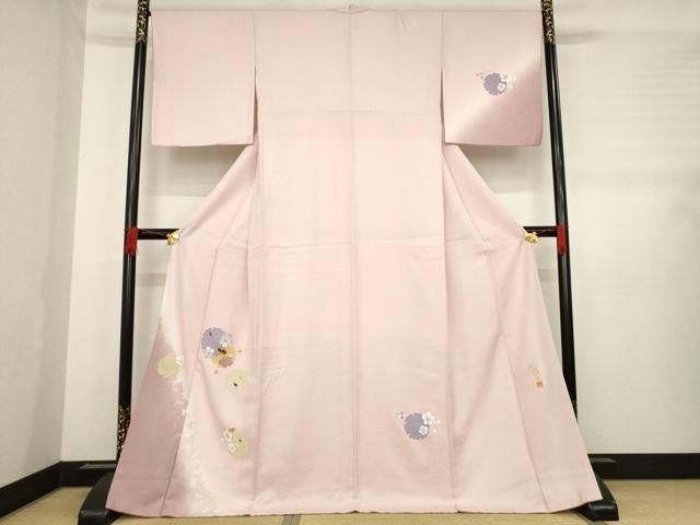 平和屋着物○螺鈿作家 藤本隆士 訪問着 雪輪花文 正絹 逸品 AABD7614ck