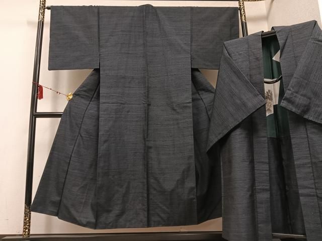 平和屋着物 男性 結城紬 アンサンブル 80亀甲 正絹 ph