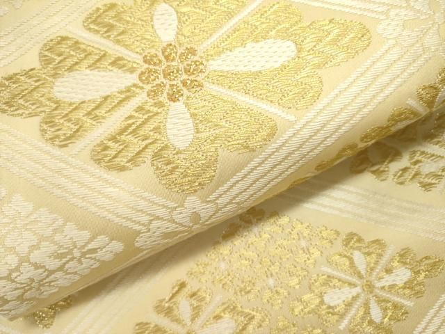 平和屋着物○六通柄袋帯 吉祥唐織 新小石丸 花菱文 金糸 正絹 逸品