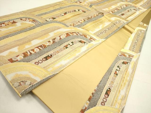 平和屋着物○西陣の名門 加納幸謹製 六通柄袋帯 唐織 寛文流水文 金糸