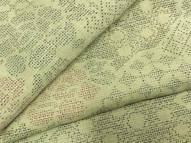 平和屋着物 本場結城紬 重要無形文化財 100亀甲 切嵌花文 正絹 fy