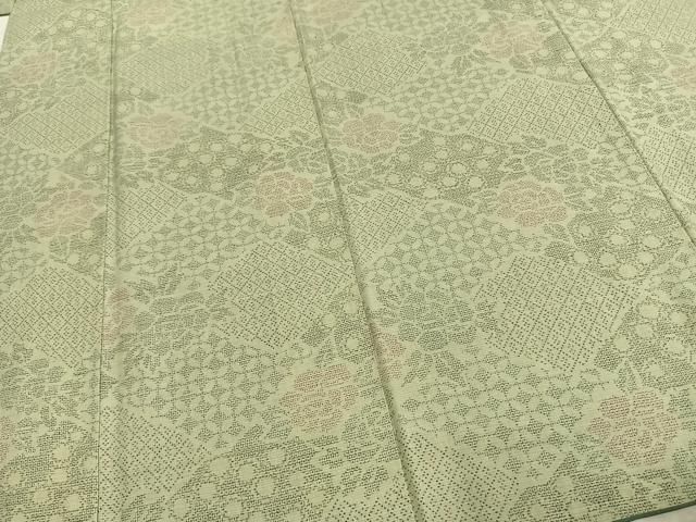  平和屋着物 本場結城紬 重要無形文化財 100亀甲 切嵌花文 正絹 fy 紬 着物