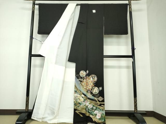 平和屋着物 豪華黒留袖 作家物 駒刺繍 正倉院花鳥文 狩猟文 暈し染め 金彩 正絹 ps