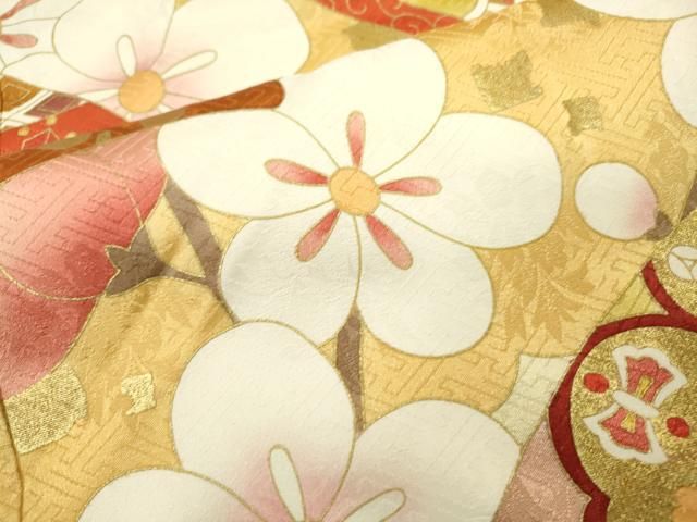 豪華 振袖　駒刺繍　扇面草花文　金彩　まるやま扱い　逸品 扇子模様 正絹　絹 豪華 振袖 駒刺繍 扇面草花文 金彩 まるやま扱い 逸品 扇子模様 正絹 絹