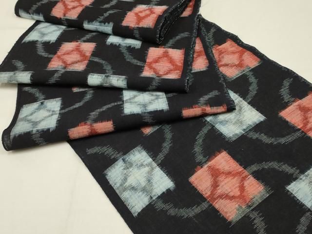 平和屋着物▽久留米絣 反物 着尺 色紙繋ぎ 綿 逸品 未使用 AABC2740ay