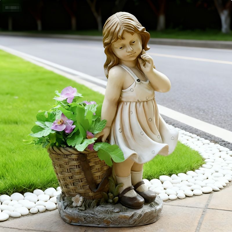 鉢植え 植木鉢 プランター プラントポット フラワーポット ガーデニング 樹脂 屋内 屋外 インテリア 庭 玄関 カゴの隣にいる女の子 多肉植物 サボテン 癒しグッズ ギフト プレゼント