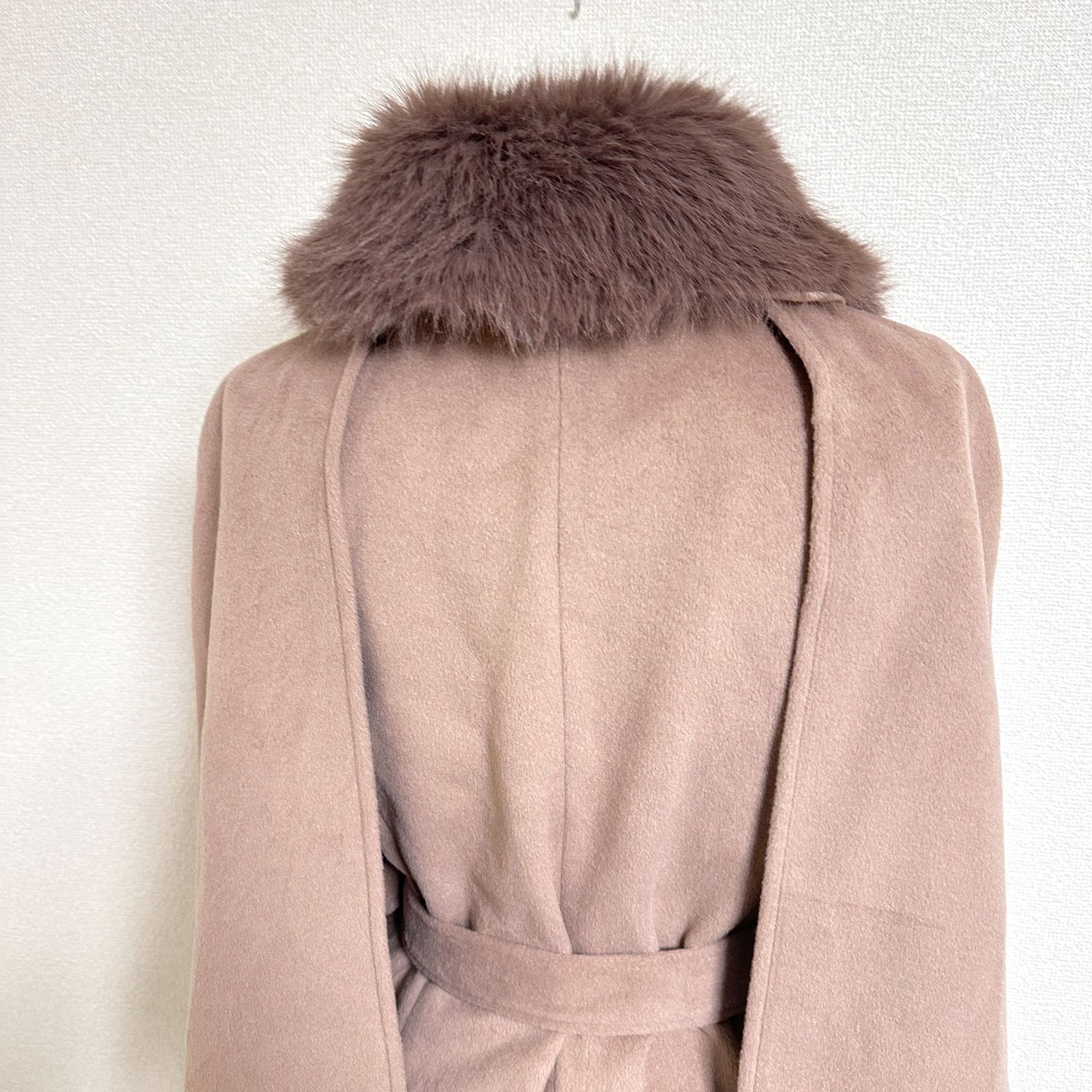 eimy istoire フェイクファーカラーマントコート ファー取外可 ウール