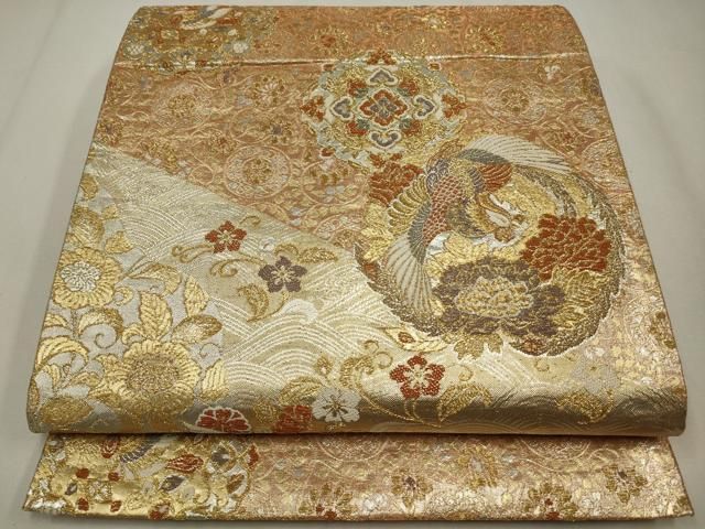 平和屋着物□六通柄袋帯 鳳凰吉祥花文 金銀糸 逸品 an1363
