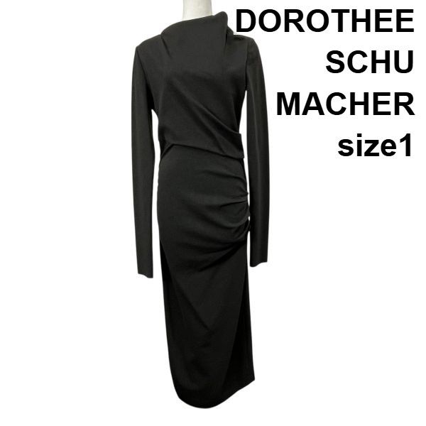 ◆ 美品 ドロシーシューマッハ DOROTHEE SCHUMACHERロングワンピース 長袖 カットソーワンピース グレー 1 S 7号 レディース S5X485