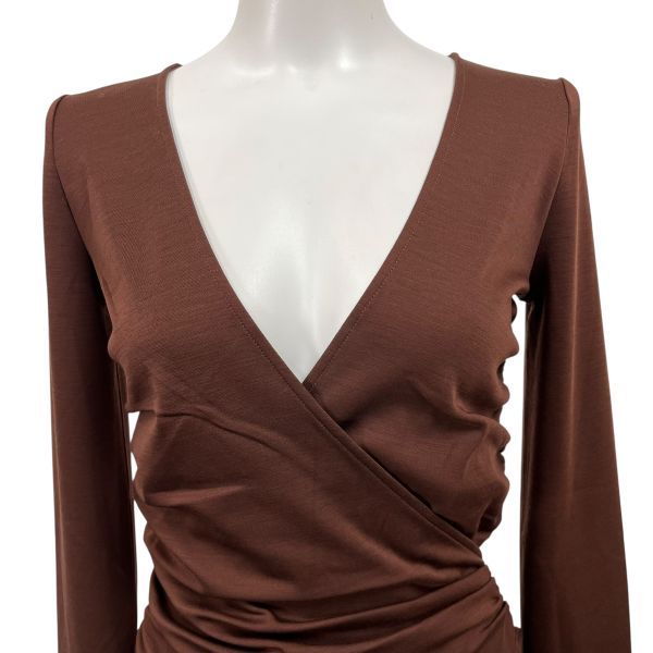 マックスマーラ Max Mara ウールジャージーボディスーツ トップス 長袖 薄手 カシュクール チェリー 毛 M 9号 レディース S 5 X 487