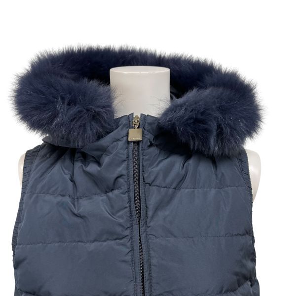 □ エスマックスマーラ S Max Mara ダウンベスト フード ネイビー