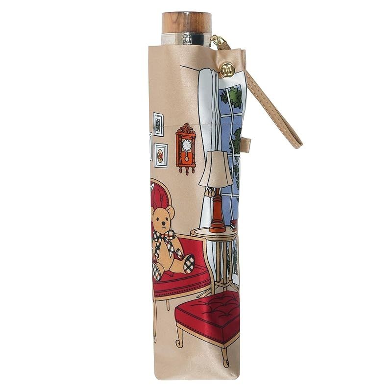  ムーンバット ダックス 雨傘 折りたたみ傘 レディース ブランド 丈夫 通勤 通学ベア サテンプリント21-125-11275-02 ベージュ 1 ファッション雑貨 ベビー キッズ