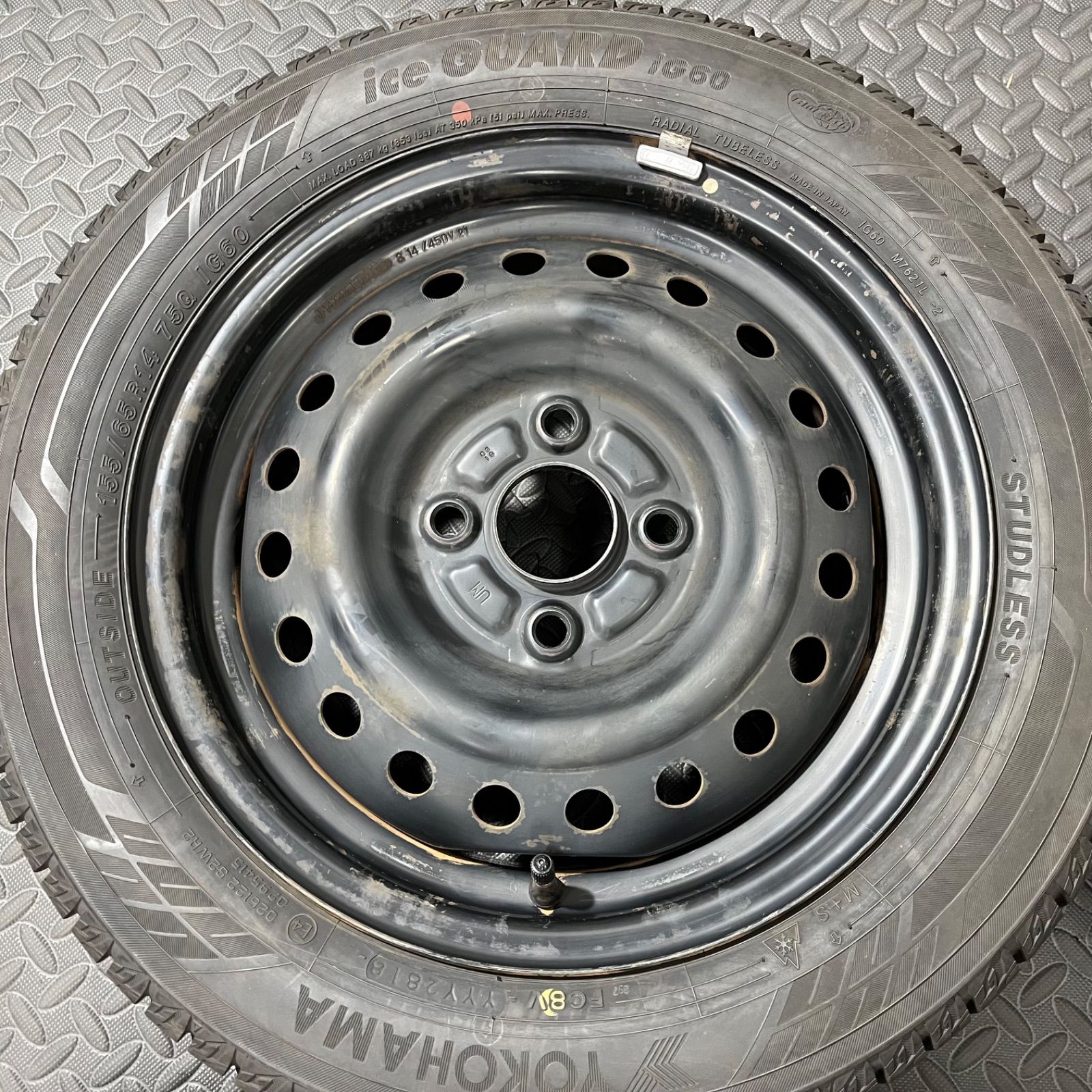 18 19年製 155 65 R 14 ヨコハマ アイスガードIG 60 ダイハツ タント ムーヴ ミラ コンテ スタッドレスタイヤ 1243