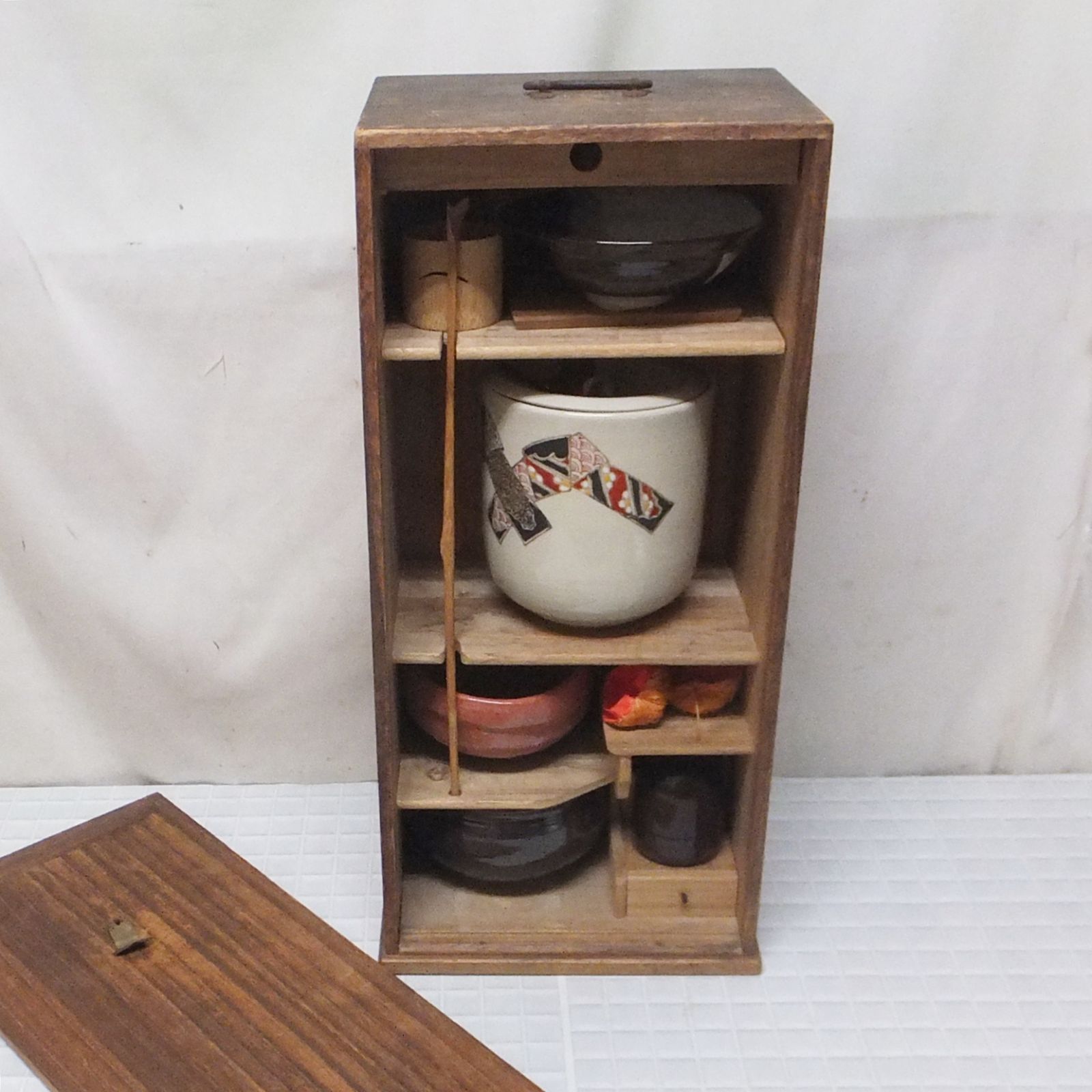 R604【楽焼】茶道具 短冊箱 セット 水指 建水 茶杓 茶筅 棗 柄杓 茶器