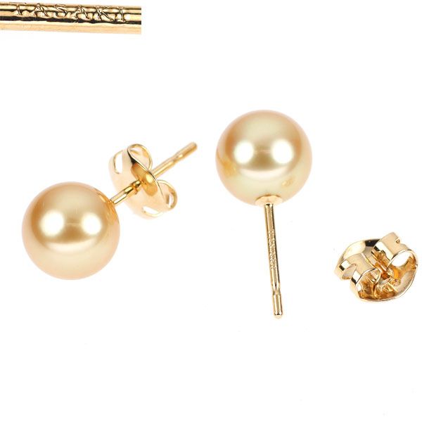 田崎真珠 K18YG ゴールデンパール 径約8.0mm ピアス - メルカリ