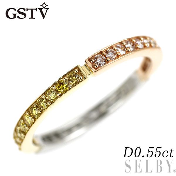 GSTV K18YG/PG/Pt950 天然ピンク/カラーレス/トリートイエロー