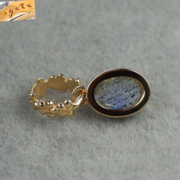 アガット agete K 10 YG ラブラドライト ペンダントトップ 花柄 カジュアル