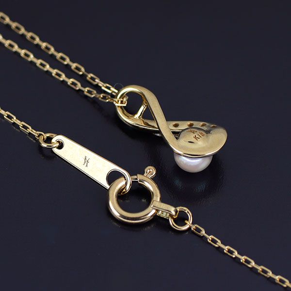 ヴァンドーム青山 K 18 YG アコヤベビーパール ダイヤモンド ペンダントネックレス 径約3.4 mm